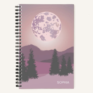 Pink Moon Over Mountains Anpassbar Notebook Notizblock