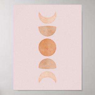 Pink Moon Phantomphasen Wall Art  Blush & Gold Poster