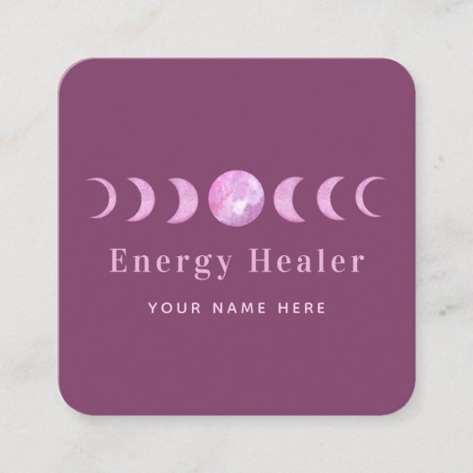 Pink Moon Phases Lunar Energy Healer Spirituell Quadratische Visitenkarte (Vorderseite)