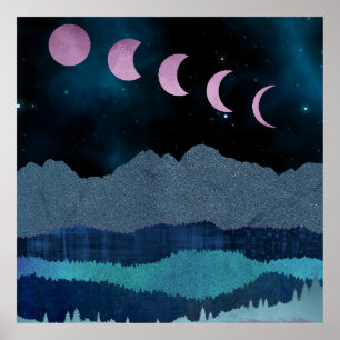 Pink Moon Phones Landscape Poster