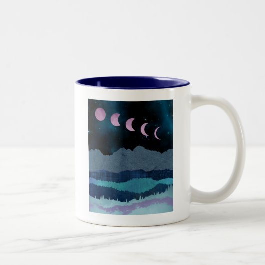 Pink Moon Phones Landscape Zweifarbige Tasse (Rechts)
