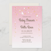 Pink Moon Star Girl Kinderdusche laden ein Einladung (Vorne/Hinten)