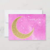 Pink Moon & Stars Kinderdusche Danke Karte (Rückseite)