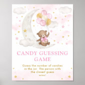 Pink Moon Teddy Bear Candy Guessing Game Sign Poster (Vorne)