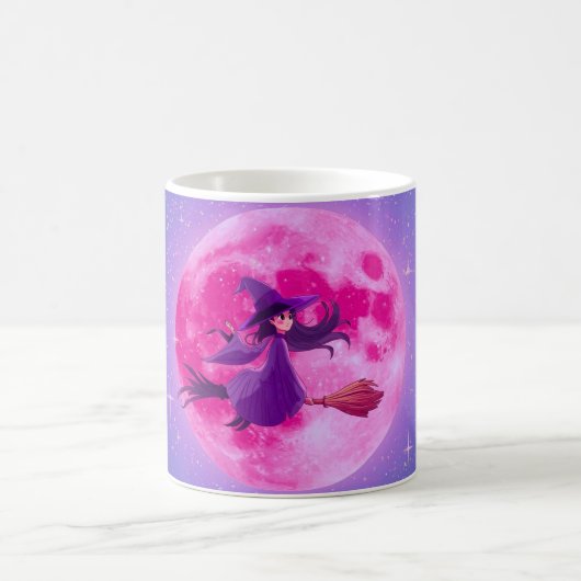 Pink Moon Witch Mug | Cute Magical Halloween Cup Kaffeetasse (Mittel)