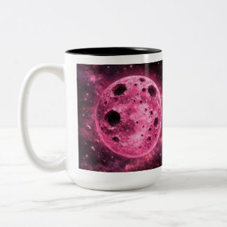 Pink Moon with Asteroid Holes Zweifarbige Tasse