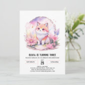 Pink Moonlit Wolf Howl Geburtstag Einladung (Stehend Vorderseite)