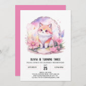 Pink Moonlit Wolf Howl Geburtstag Einladung (Vorne/Hinten)