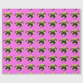 Pink Mops Face Gift Wrap Geschenkpapier (Flach)