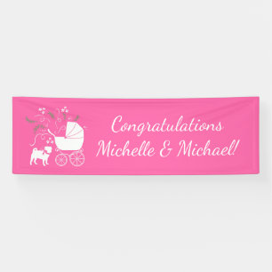 Pink Mops Hunde Thema Party Feier Banner