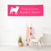 Pink Mops Hunde Thema Party Feier Banner (Insitu)