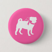 Pink Mops Hunde Thema Party Feier Button (Vorderseite)
