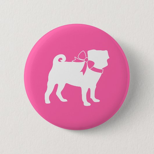 Pink Mops Hunde Thema Party Feier Button (Vorderseite)