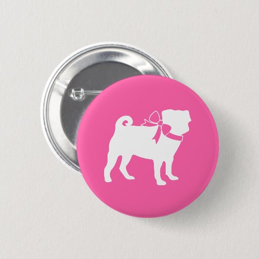 Pink Mops Hunde Thema Party Feier Button (Vorne & Hinten)