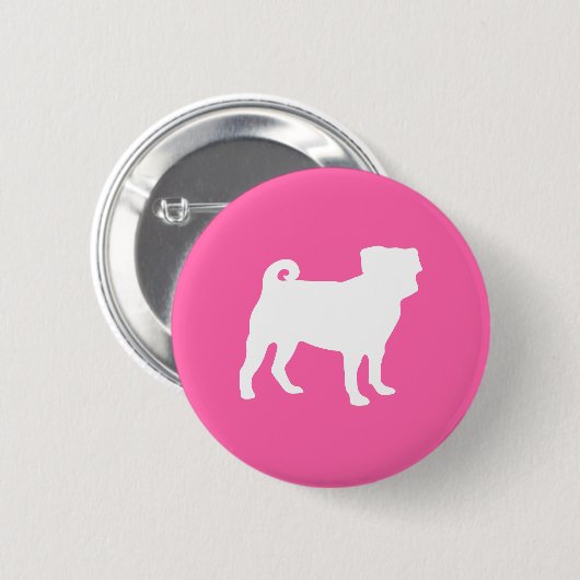Pink Mops Hunde Thema Party Feier Button (Vorne & Hinten)