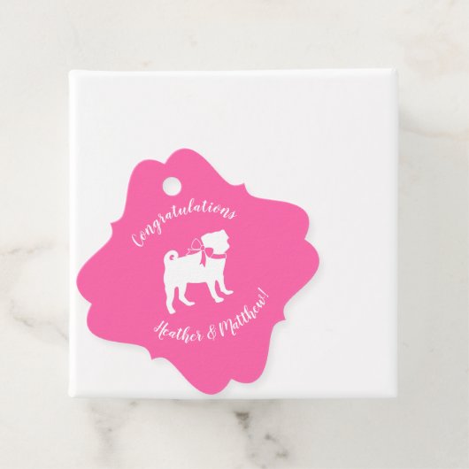 Pink Mops Hunde Thema Party Feier Geschenkanhänger (Beispiel)