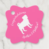 Pink Mops Hunde Thema Party Feier Geschenkanhänger (Vorderseite)