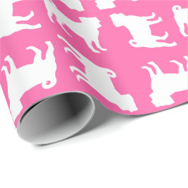 Pink Mops Hunde Thema Party Feier Geschenkpapier
