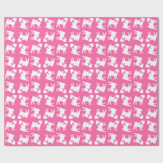 Pink Mops Hunde Thema Party Feier Geschenkpapier (Flach)