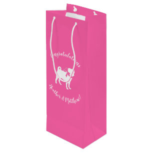 Pink Mops Hunde Thema Party Feier Geschenktüte Für Weinflaschen