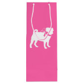 Pink Mops Hunde Thema Party Feier Geschenktüte Für Weinflaschen (Rückseite)