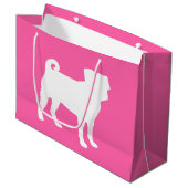 Pink Mops Hunde Thema Party Feier Große Geschenktüte (Vorderseite Schrägansicht)