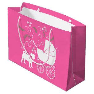 Pink Mops Hunde Thema Party Feier Große Geschenktüte