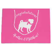 Pink Mops Hunde Thema Party Feier Große Geschenktüte (Vorderseite)