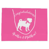 Pink Mops Hunde Thema Party Feier Große Geschenktüte (Rückseite)