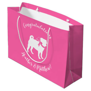 Pink Mops Hunde Thema Party Feier Große Geschenktüte