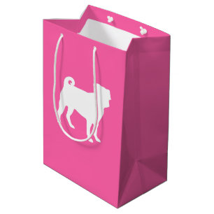 Pink Mops Hunde Thema Party Feier Mittlere Geschenktüte