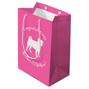 Pink Mops Hunde Thema Party Feier Mittlere Geschenktüte
