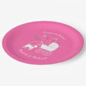 Pink Mops Hunde Thema Party Feier Pappteller (Schrägansicht)