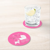 Pink Mops Hunde Thema Party Feier Runder Pappuntersetzer (Vor Ort)