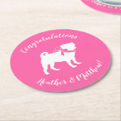 Pink Mops Hunde Thema Party Feier Runder Pappuntersetzer (Angewinkelt)