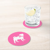 Pink Mops Hunde Thema Party Feier Runder Pappuntersetzer (Vor Ort)