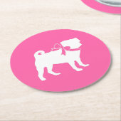 Pink Mops Hunde Thema Party Feier Runder Pappuntersetzer (Angewinkelt)