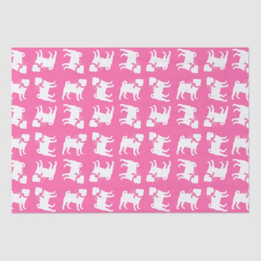 Pink Mops Hunde Thema Party Feier Seidenpapier (Vorderseite)