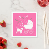 Pink Mops Hunde Thema Party Feier Serviette (Beispiel)
