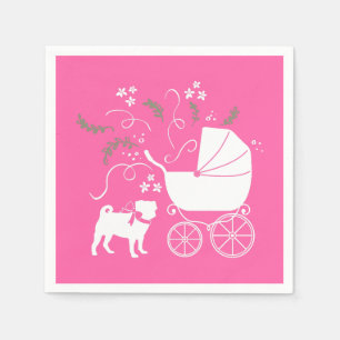 Pink Mops Hunde Thema Party Feier Serviette