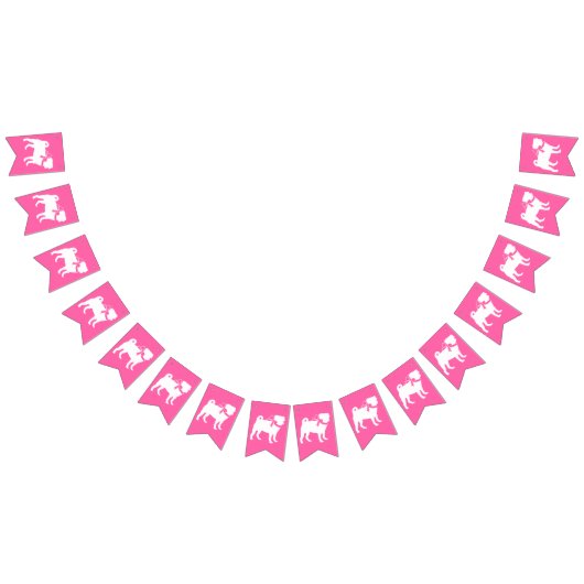 Pink Mops Hunde Thema Party Feier Wimpelkette (Alle)