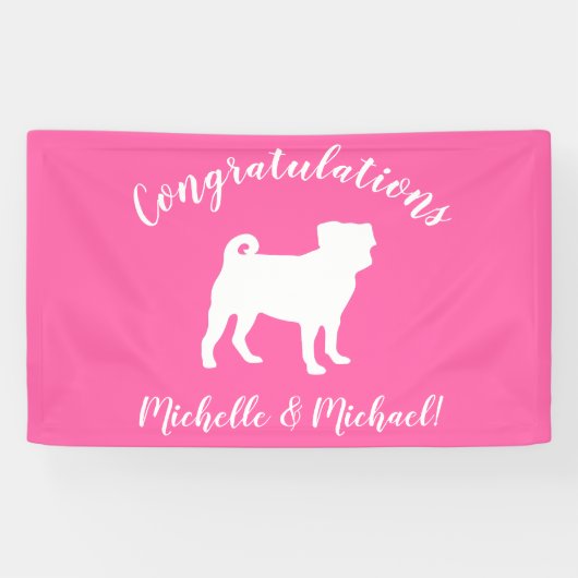 Pink Mops Silhouette Puppy Baby Dusche Banner (Horizontal)