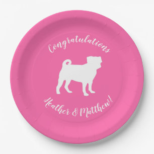 Pink Mops Silhouette Puppy Baby Dusche Pappteller