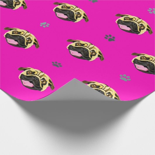 Pink Mops Wrapping Paper Shock Pink Geschenkpapier (Ecke)