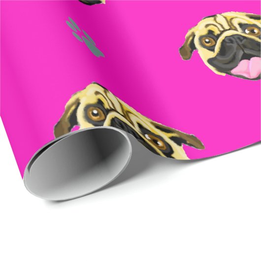 Pink Mops Wrapping Paper Shock Pink Geschenkpapier (Rolleneckpunkt)