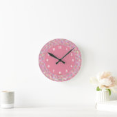 Pink Mosaic Pattern Runde Wanduhr (Zuhause)