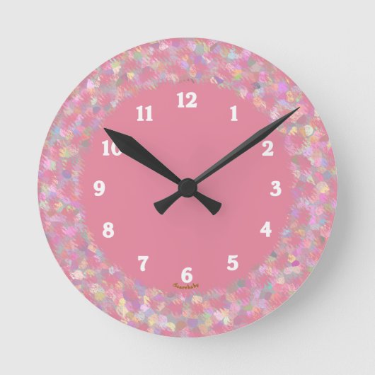 Pink Mosaic Pattern Runde Wanduhr (Vorderseite)