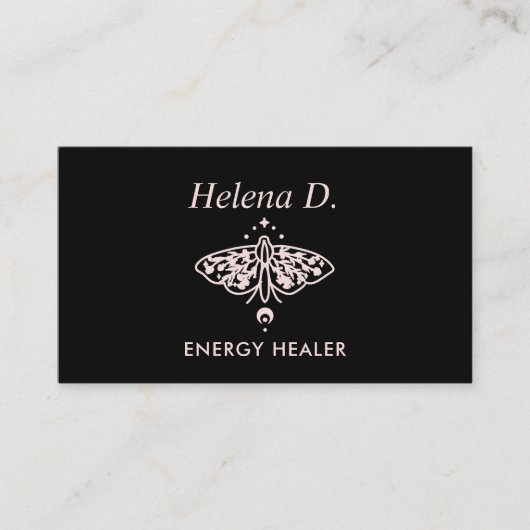 Pink Moth Butterfly Moon Phase Reiki Practitioner Visitenkarte (Vorderseite)