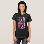 Pink Motocross Girl American Patriotic Flag T-Shirt (Vorne ganz)