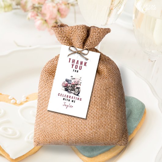 Pink Motorbike Geburtstag Danke Tag Geschenkanhänger